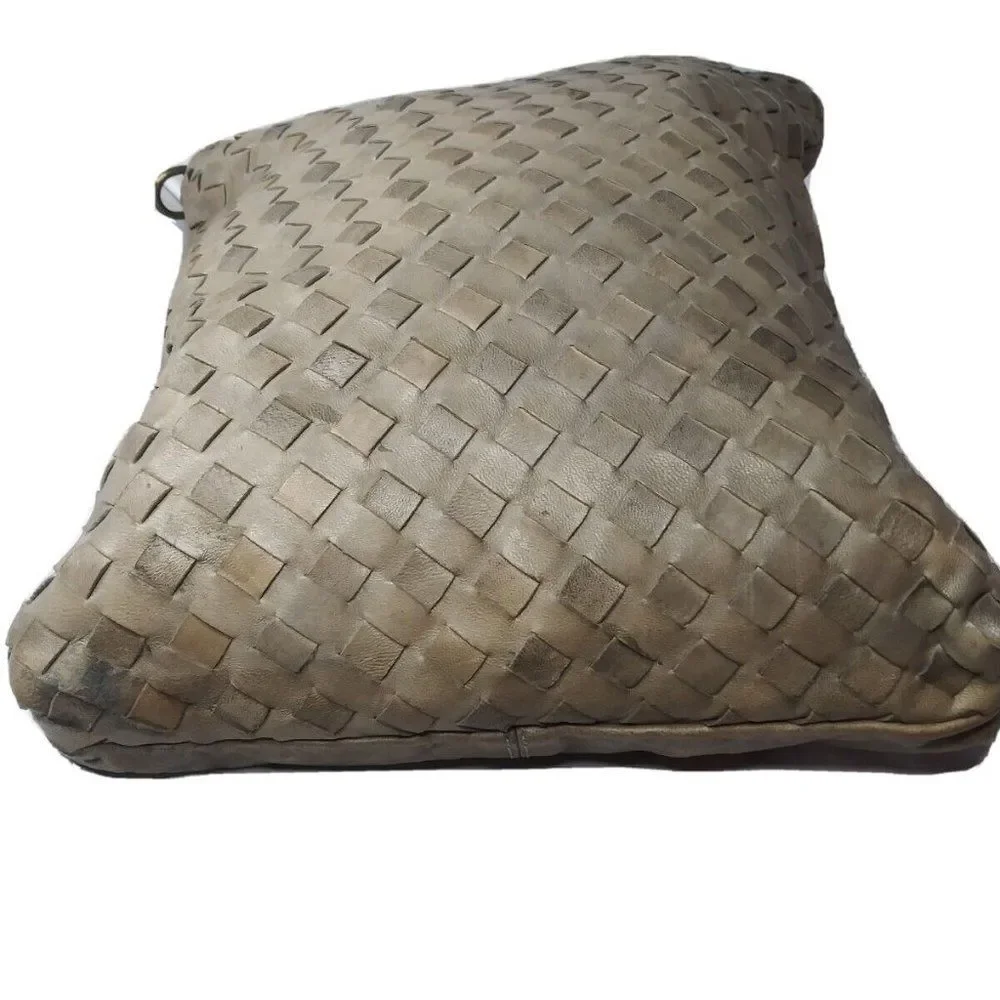 LANGELLOTTI Woven Leather Tote Bag Large Italian Leather Handbag Retail $375